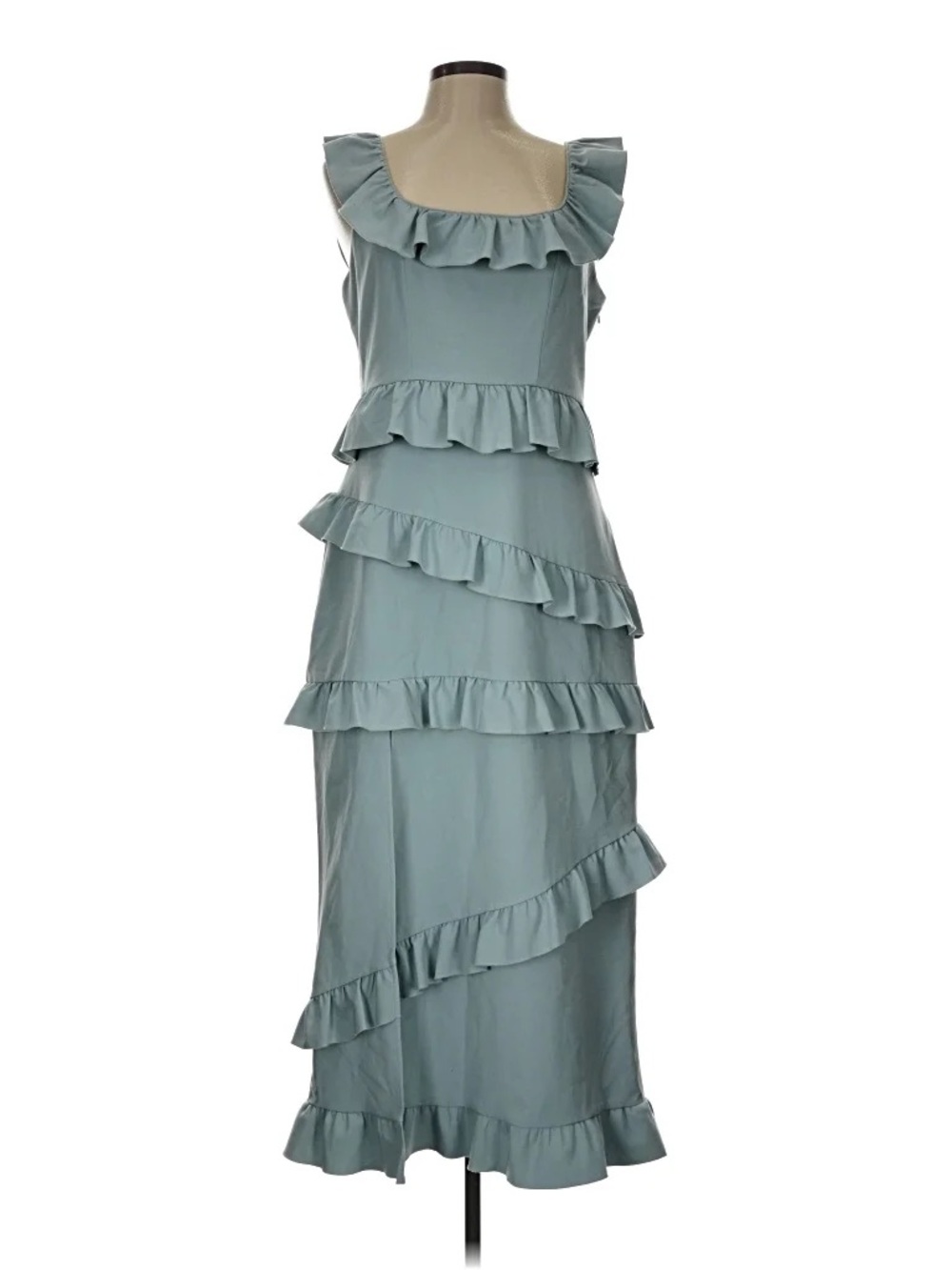 Show Me Your Mumu Greta Dress Blue Green Midi Zipper Dress Size Large
